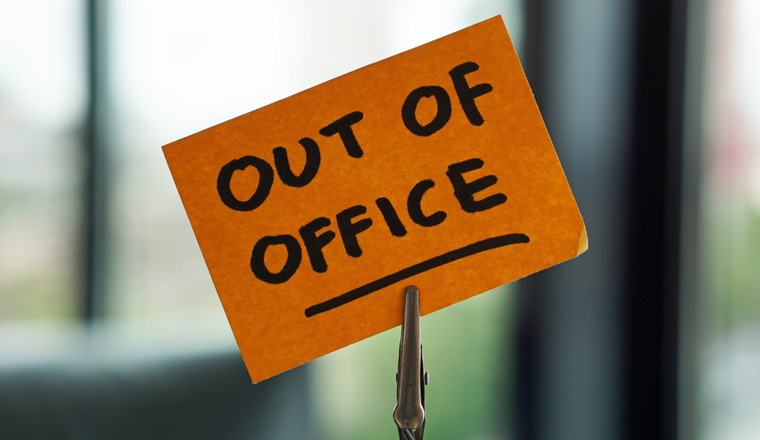 In 15 years I want to be out of a job. Image: Note on yellow paper says 'Out Of Office'