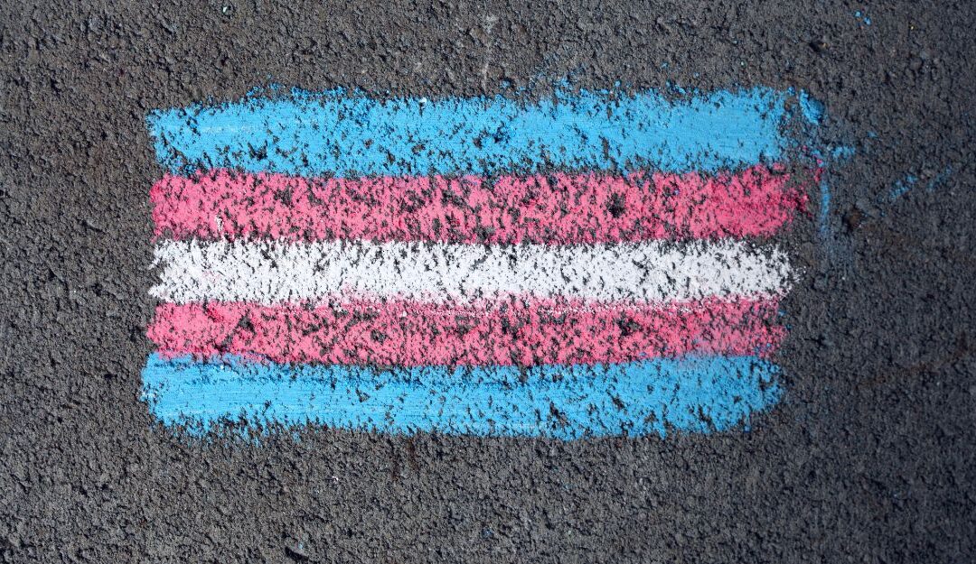 Transgender Flag drawn on bitumen with chalk